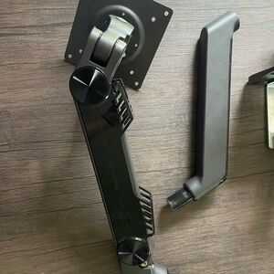 Adjustable Black Monitor Arm with Integrated Cable Management